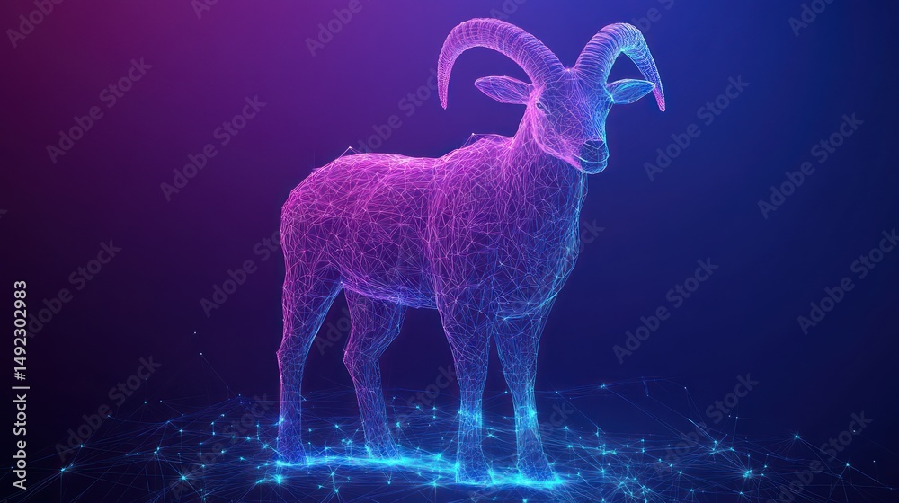 Fototapeta premium Abstract polygonal ram, digital art, cosmic background, website design