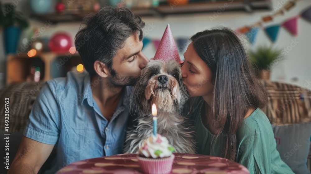 Obraz premium The dog birthday celebration
