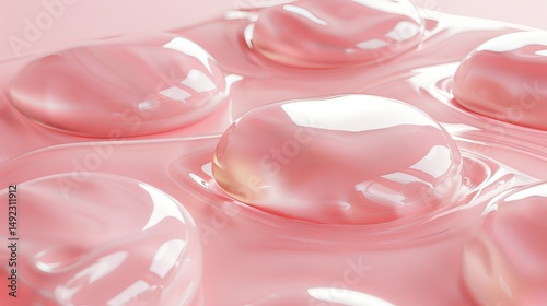 Minimal 3D render of glossy pastel liquid blobs floating on a smooth, elegant background with a high-end art style.