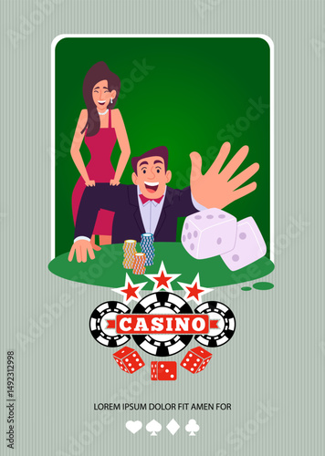 Gambling. dice game poster design. vector template