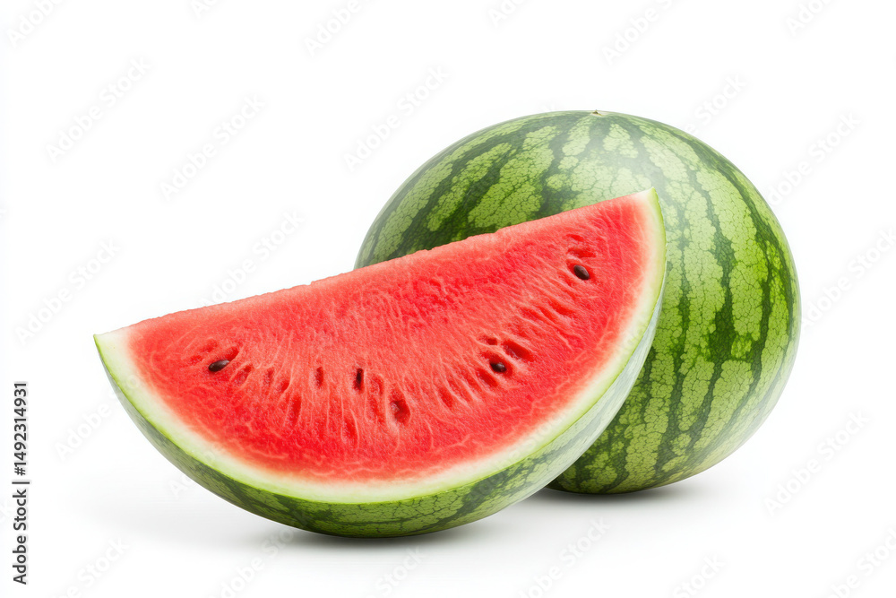 Fresh watermelon with a slice showcasing vibrant red fruit. Fresh watermelon with a slice showcasing vibrant red fruit.