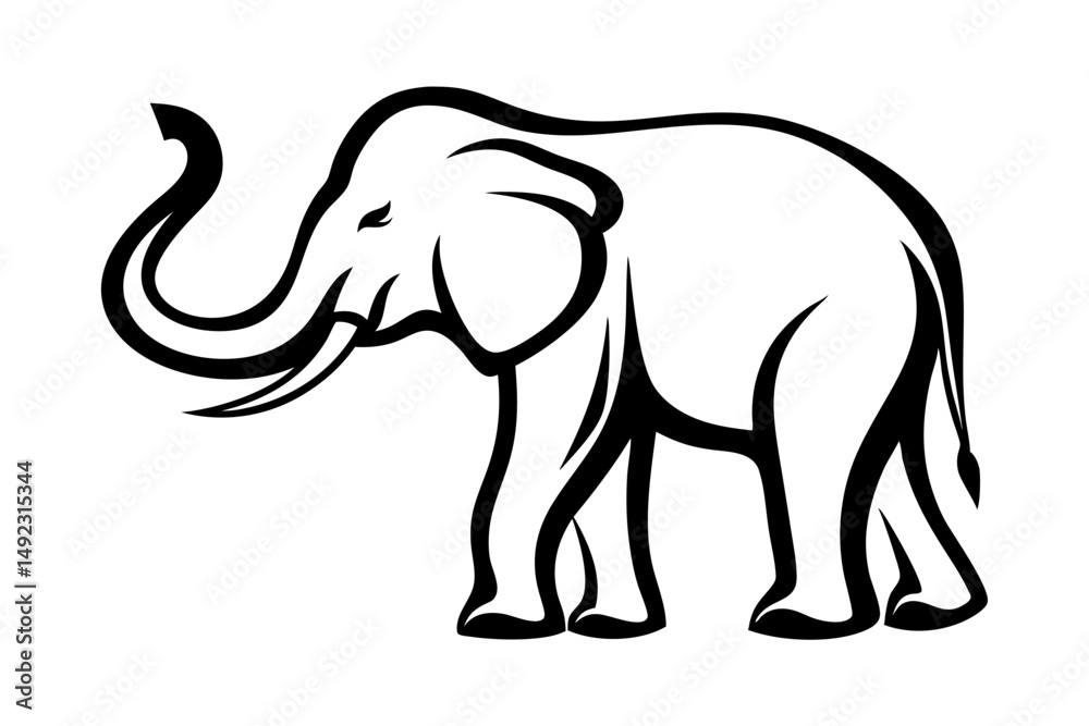 Obraz premium Stylized black and white elephant illustration