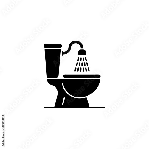 Toilet with integrated bidet showerhead icon