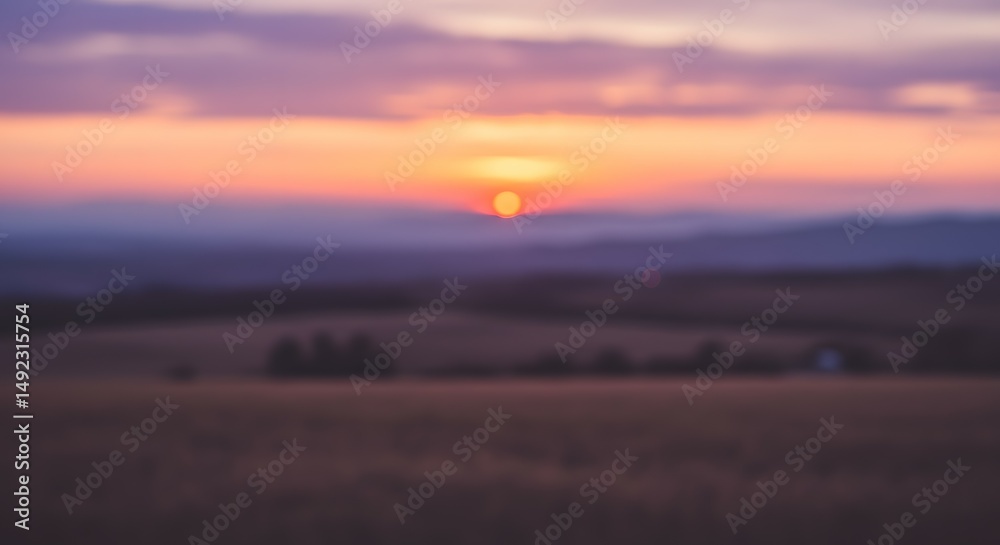 Fototapeta premium Stunning Sunrise Landscape Photography Golden Hour Over Rolling Hills and Fields