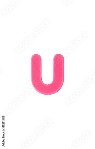 Colored clay shaped like the English letter U. Pink color