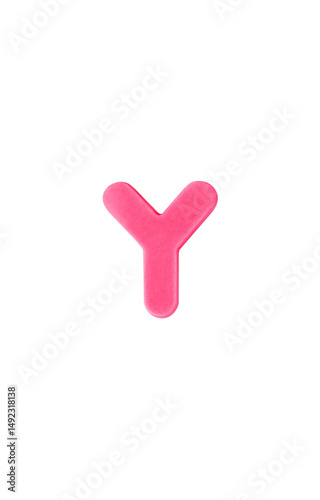 Colored clay shaped like the English letter Y. Pink color