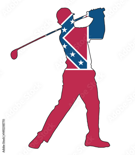 Mississippi State Golfer Swing Silhouette
