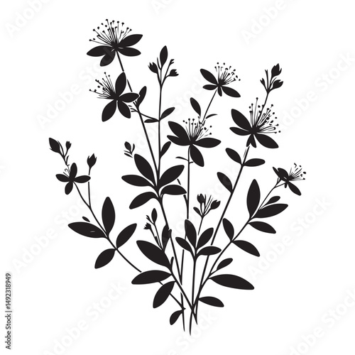Vector silhouette flower illustration of botany and floral design