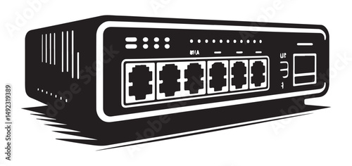 Network Switch Silhouette Illustration for Computer Ethernet Networking Device