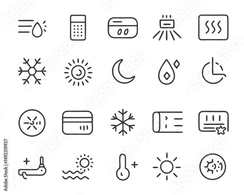 Weatherrelated icons temperature humidity and sun