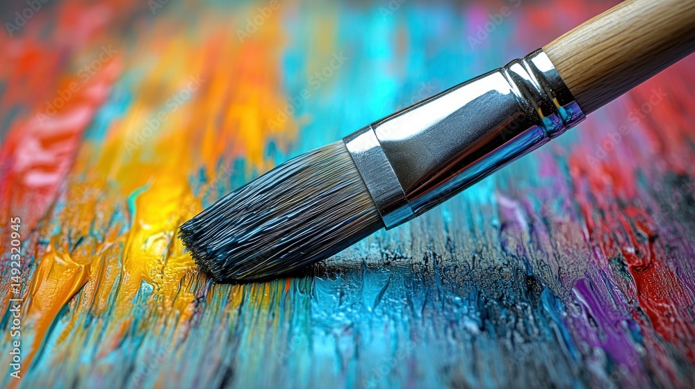 Obraz premium Vibrant brushstroke on colorful canvas