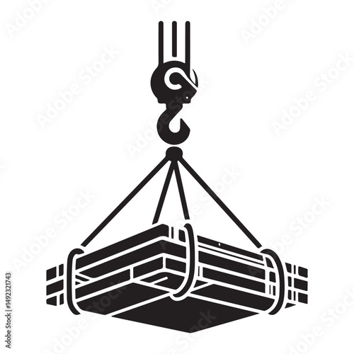 Crane lifting construction material illustration silhouette for building projects