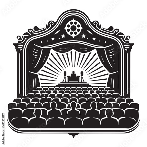 Theater Stage with Audience Vector Art Performance and Entertainment