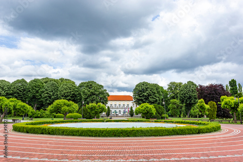 Park with pavilions in the town of Banja Koviljaca, Serbia. Currently a spa resort. photo