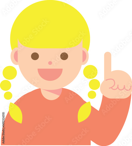 指し示す笑顔の女性のイラスト