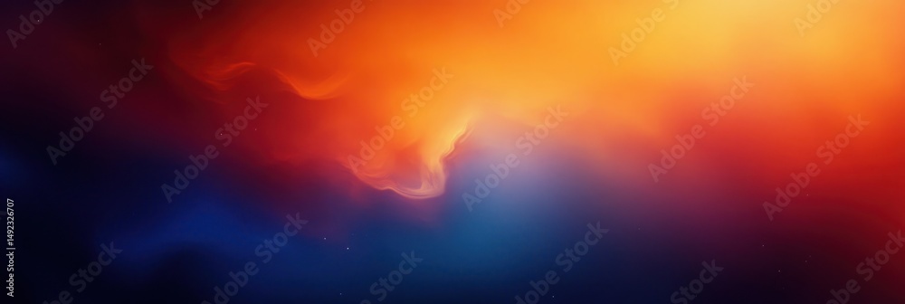Fototapeta premium Abstract gradient background blending dark blue and vibrant orange colors with smooth flowing transitions and ethereal light effects