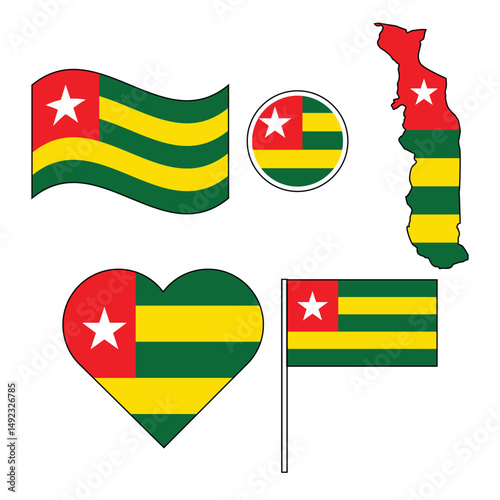 Free Download set of badges with flag of Togo vector illustration - GFXLoad
