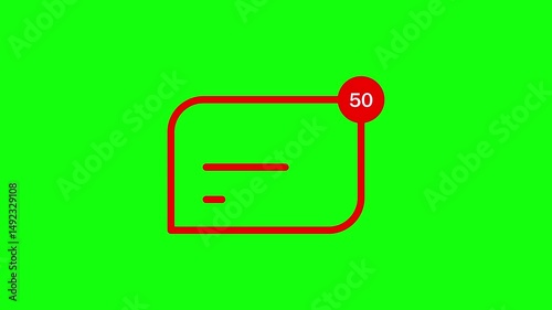 Message notification animation. New message. Mail inbox notification icon animation counting.