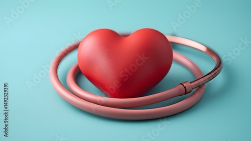 Red Heart with Stethoscope Medical Healthcare Concept