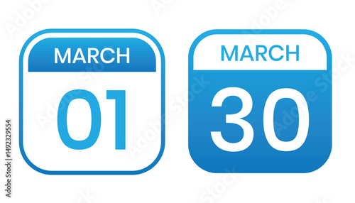 blue color daily calendar editable vector file, calendar march with shape editable date