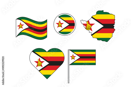 Free Download set of badges with flag of Zimbabwe vector illustration - GFXLoad