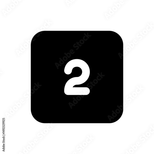 A black rounded square containing the number two in white centered in the square with rounded corners