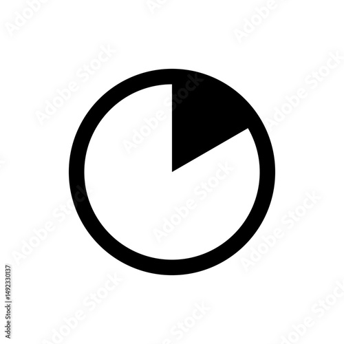 A simple graphic representation of a circle with a portion filled in black creating a pie chart like appearance