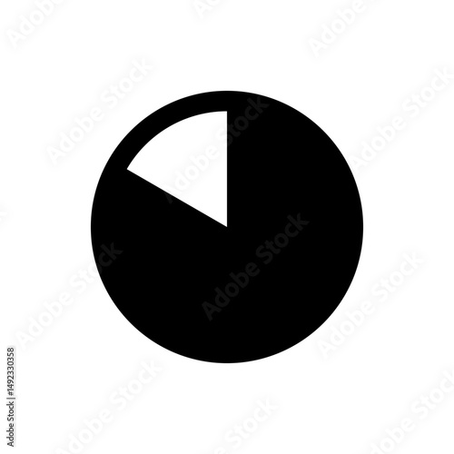 Black circle with a white wedge shape in the upper left quadrant creating a simple graphic element look
