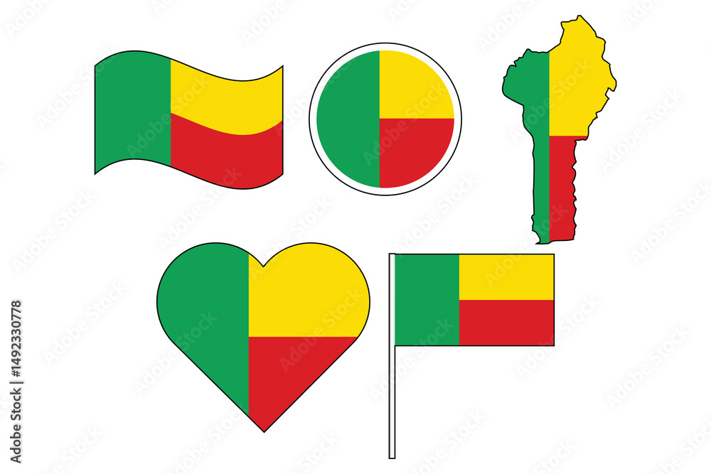 Fototapeta premium set of badges with flag of Benin vector illustration