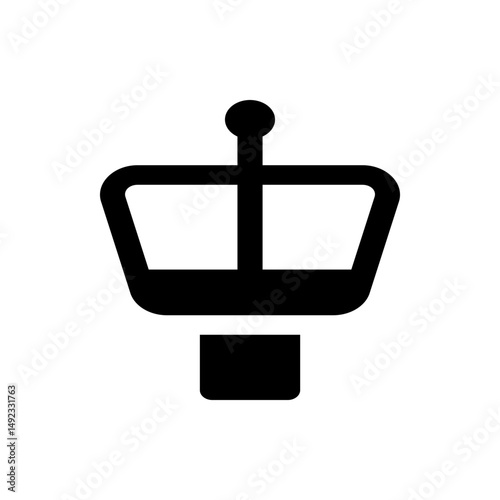 An isolated black and white icon depicting an airport control tower in a simple minimalist style design