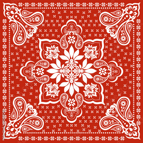 Floral Heritage Bandana – Red