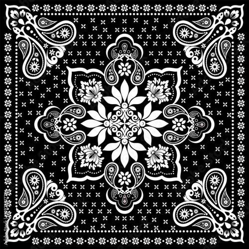 Floral Heritage Bandana – Black