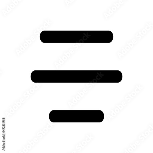 Black horizontal bars of varying lengths aligned to the left on a white background simple graphic icon