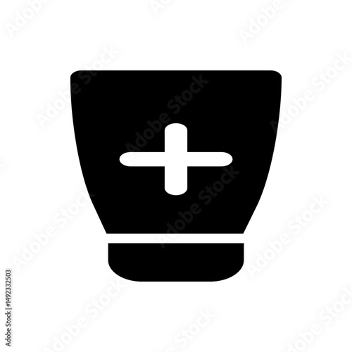 Illustration of a black tube with a white plus sign on it representing medical cream or ointment use