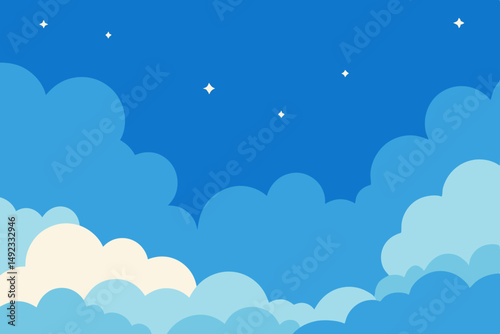 Cartoon sky with clouds and stars perfect for creative projects
