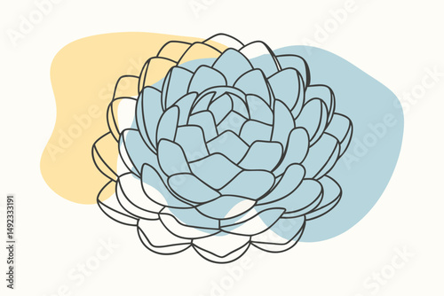 Elegant floral illustration with abstract shapes and soft colors on white background