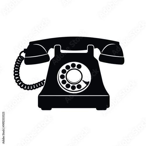 Old telephone silhouette isolated on white background. Old telephone icon vector illustration design.