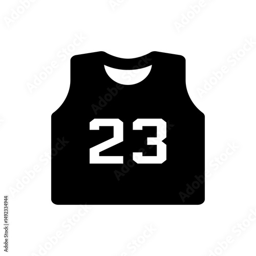 Illustration of a basketball jersey with the number twenty three in bold black on a white background
