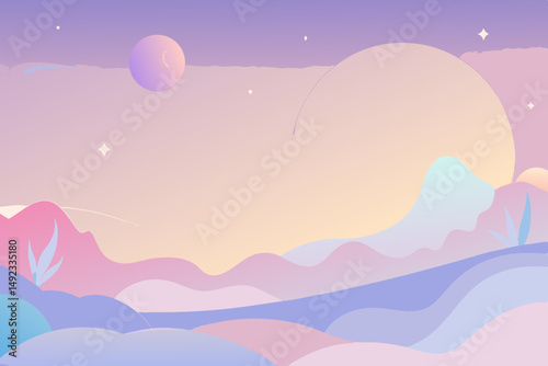 Abstract gradient landscape illustrating a dreamy atmospheric scene