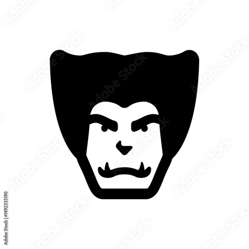 Illustration of a stylized wolverine face with sharp features and a distinctive hairstyle in black and white