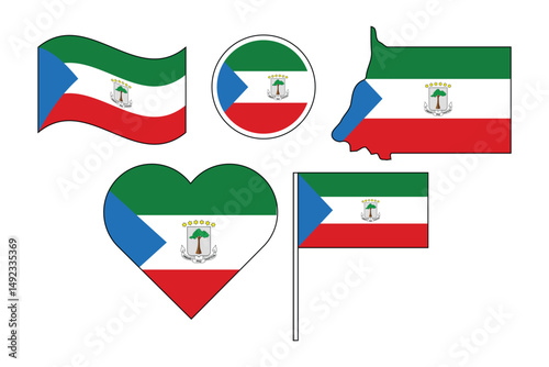 set of badges with flag of Equatorial Guinea vector illustration