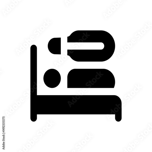 Illustration of a person lying in bed with a thermometer above them indicating illness or sickness state