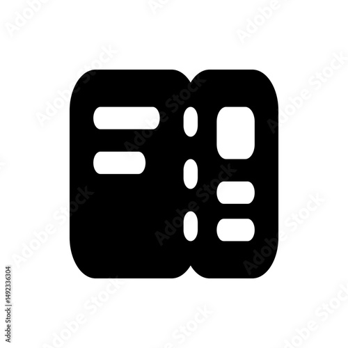 Illustration of a black identification card with white details on a white background in a simple style
