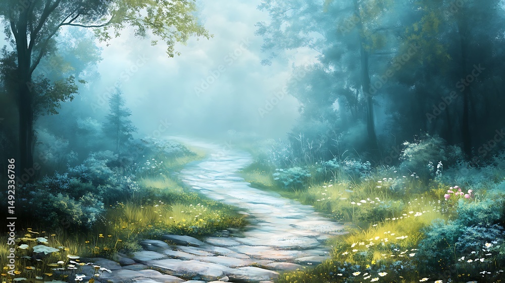 Fototapeta premium Misty forest path