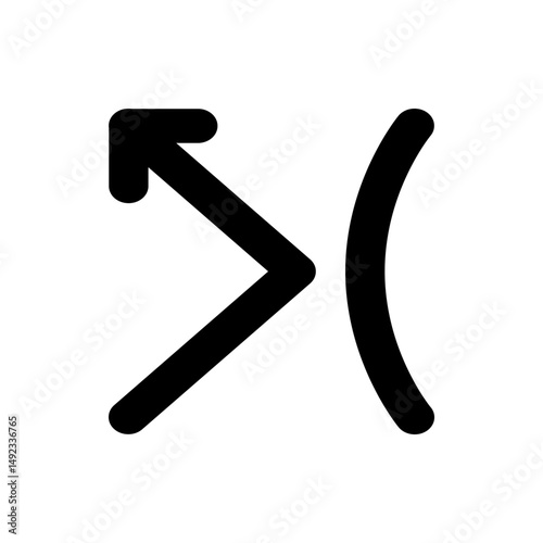 Black arrow pointing diagonally upwards with a curved line on the right side in a simple graphic design