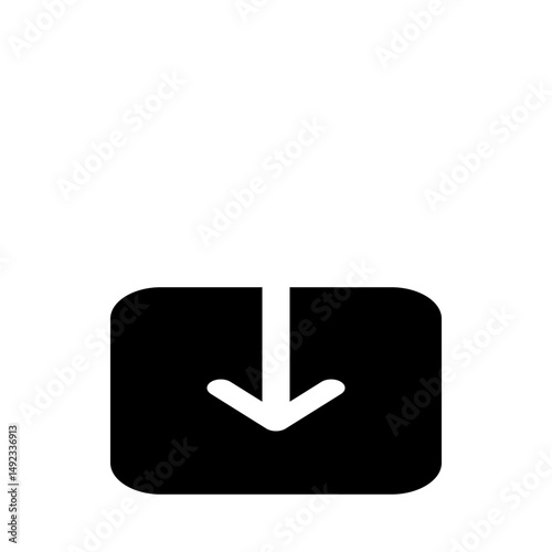 A black square with rounded corners containing a white arrow pointing downwards indicating downloading content