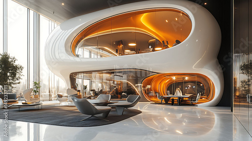 metaverse coworking space filled with futuristic elements
