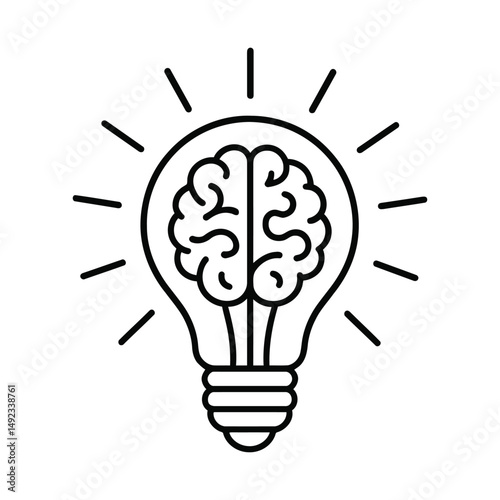 Brain Inside Lightbulb Vector Concept of Smart Thinking