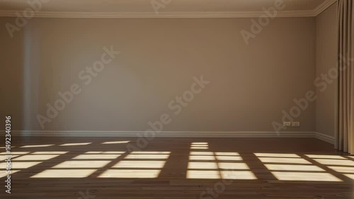 Wallpaper Mural Bright morning light entering empty minimalist room through large window with long curtains, clean peaceful interior space concept with natural lighting Torontodigital.ca