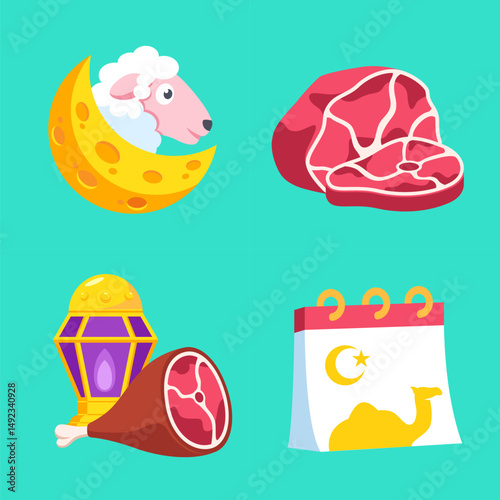 set of Eid al Adha Celebration icon 